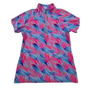 Tzu Tzu Golf 1/4 Zip Top Abstract Print  Sports Athletic Stretch Comfort USA - M